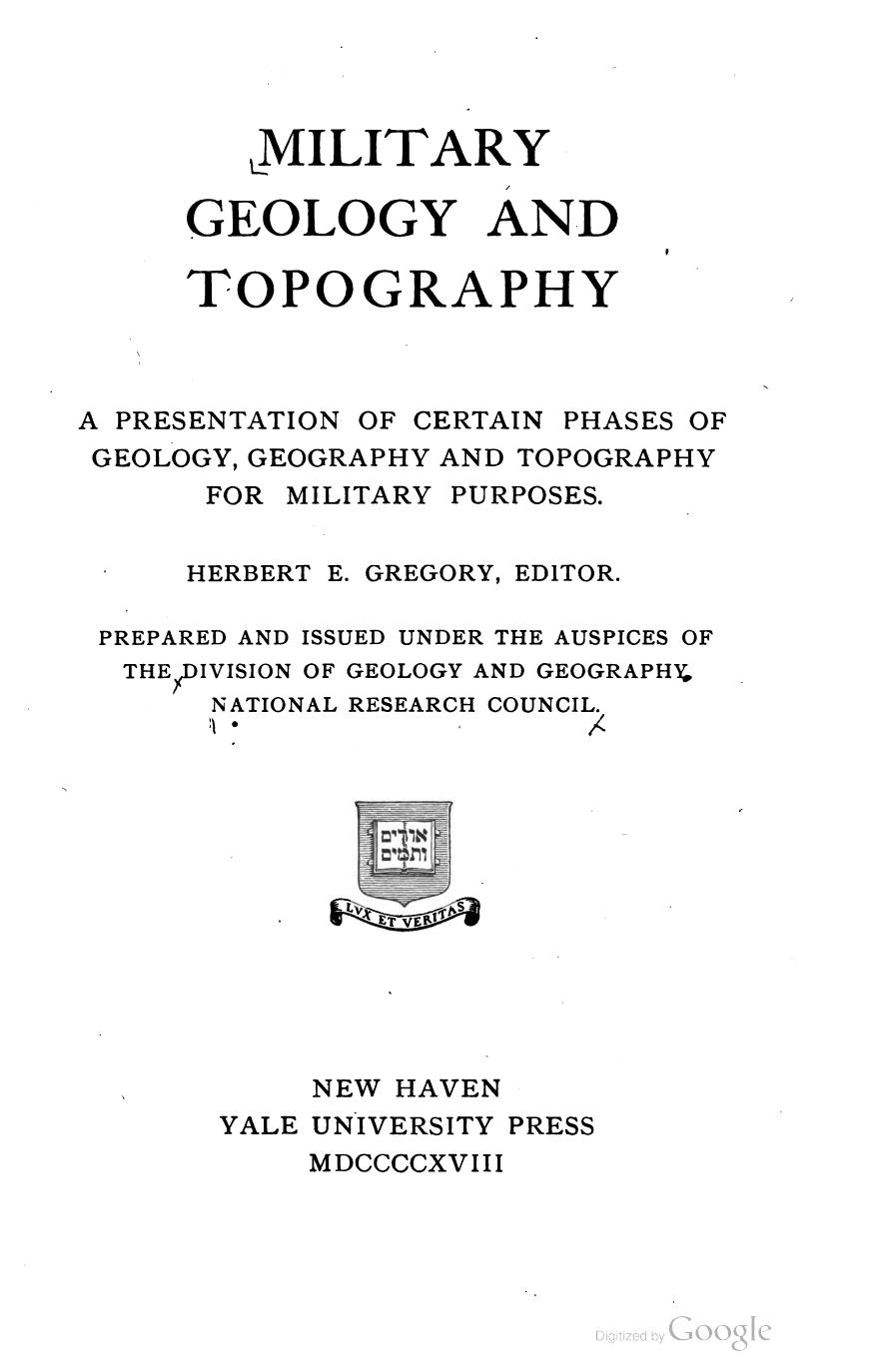 Military Geology and Topography by Gregory H.E