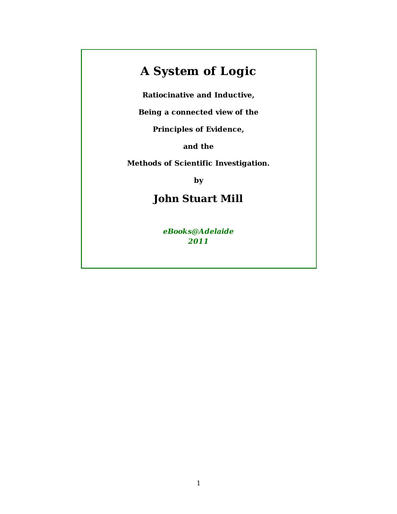 Mill A System Of Logic by Unknown