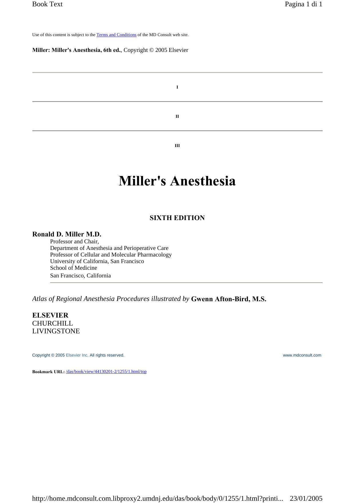 Miller's Anesthesia by Unknown