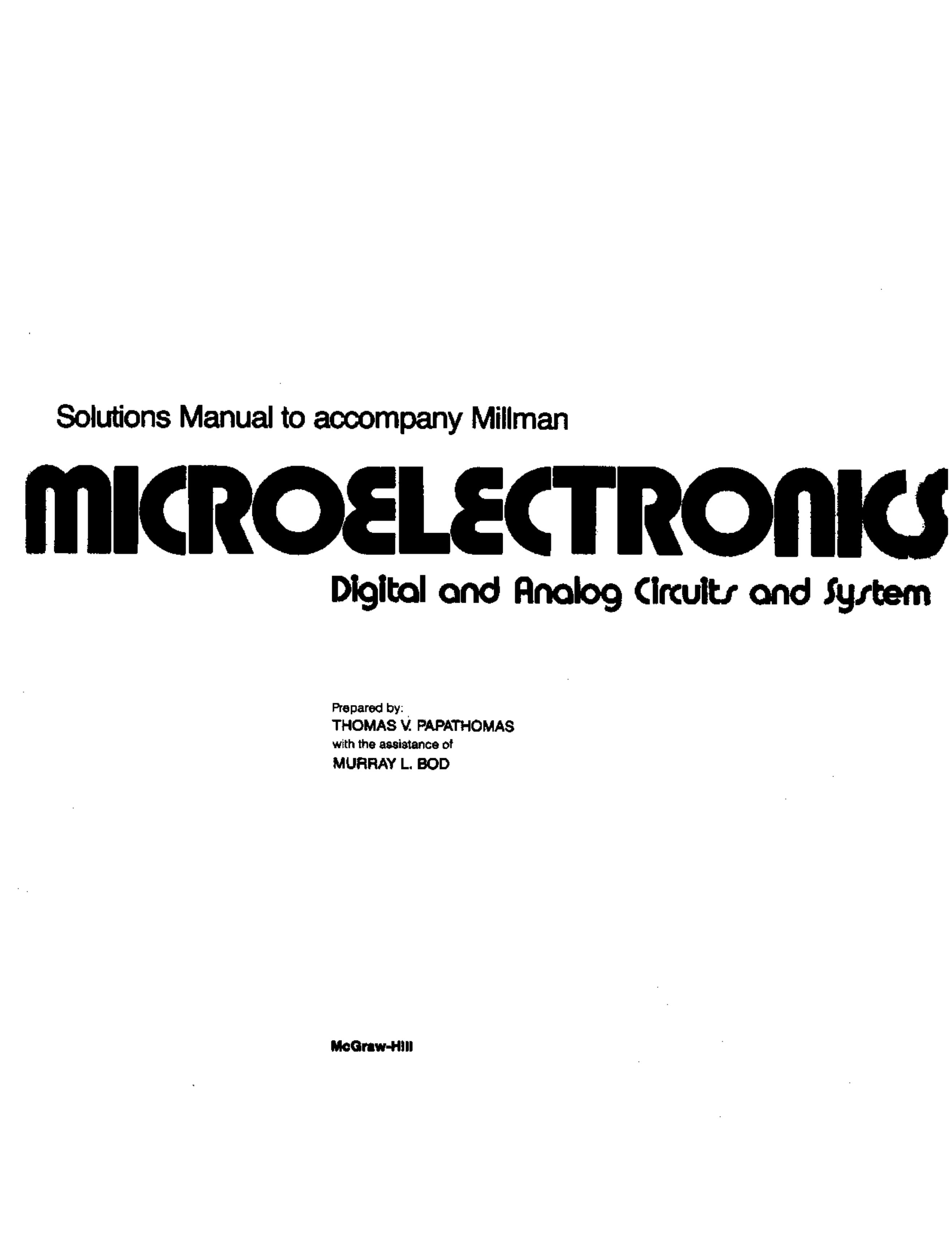 Millman - Microelectronics digital and analog circuits and systems - Solutions Manual by Thomas V