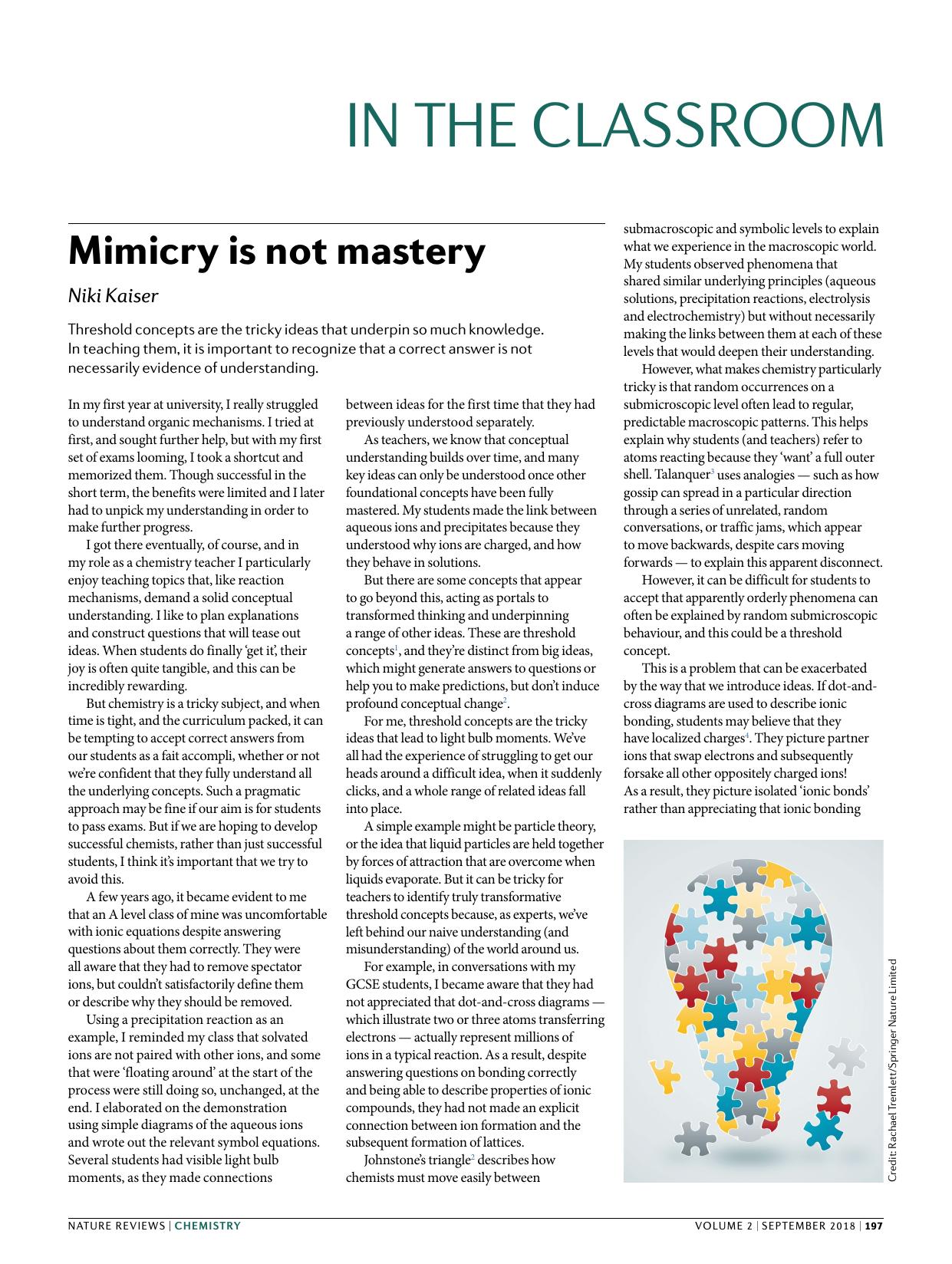 Mimicry is not mastery by Niki Kaiser