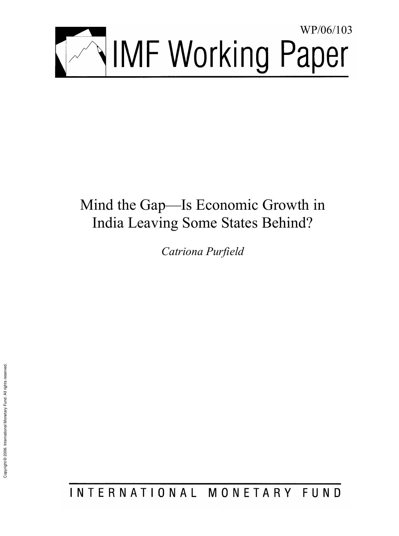 Mind the Gap - Is Economic Growth in India Leaving Some States Behind? by Catriona Purfield
