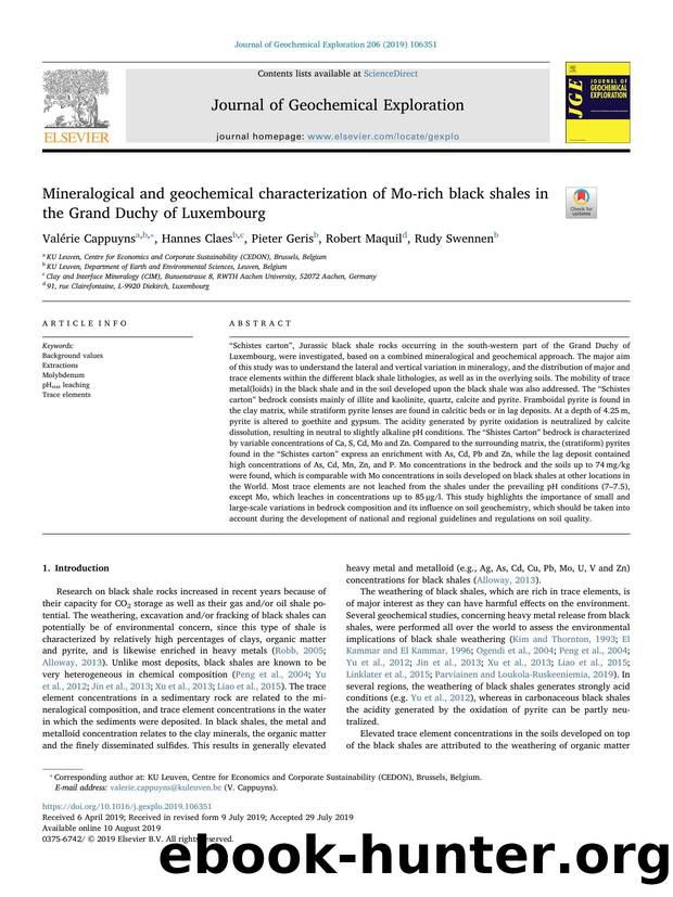 Mineralogical and geochemical characterization of Mo-rich black shales in the Grand Duchy of Luxembourg by Valérie Cappuyns & Hannes Claes & Pieter Geris & Robert Maquil & Rudy Swennen