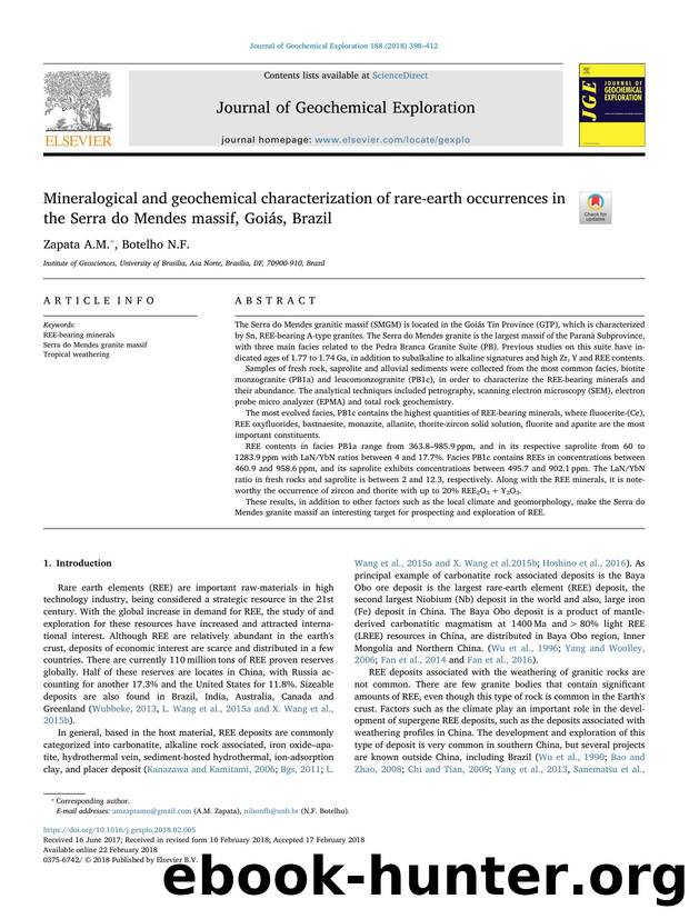 Mineralogical and geochemical characterization of rare-earth occurrences in the Serra do Mendes massif, GoiÃ¡s, Brazil by ZapataA.M. & BotelhoN.F