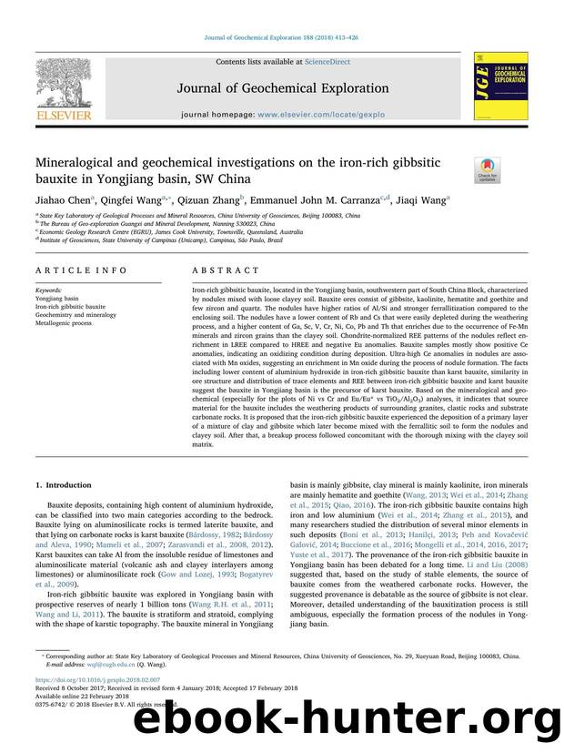 Mineralogical and geochemical investigations on the iron-rich gibbsitic bauxite in Yongjiang basin, SW China by Jiahao Chen & Qingfei Wang & Qizuan Zhang & Emmanuel John M. Carranza & Jiaqi Wang