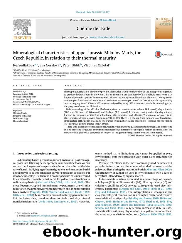 Mineralogical characteristics of upper Jurassic Mikulov Marls, the Czech Republic, in relation to their thermal maturity by Iva Sedláková & Eva Geršlová & Peter Uhlík & Vladimir Opletal