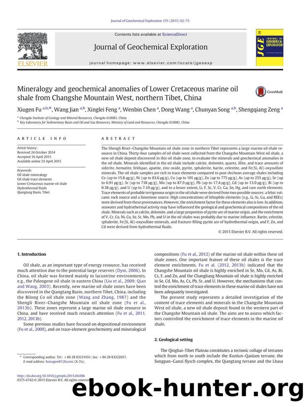 Mineralogy and geochemical anomalies of Lower Cretaceous marine oil shale from Changshe Mountain West, northern Tibet, China by Xiugen Fu & Wang Jian & Xinglei Feng & Wenbin Chen & Dong Wang & Chunyan Song & Shengqiang Zeng