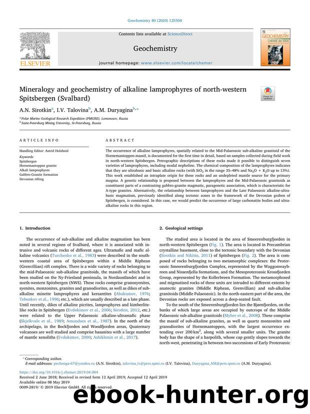 Mineralogy and geochemistry of alkaline lamprophyres of north-western Spitsbergen (Svalbard) by A.N. Sirotkin & I.V. Talovina & A.M. Duryagina