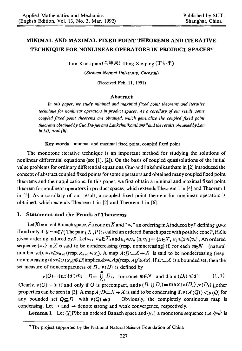 Minimal and maximal fixed point theorems and iterative technique for nonlinear operators in product spaces by Unknown