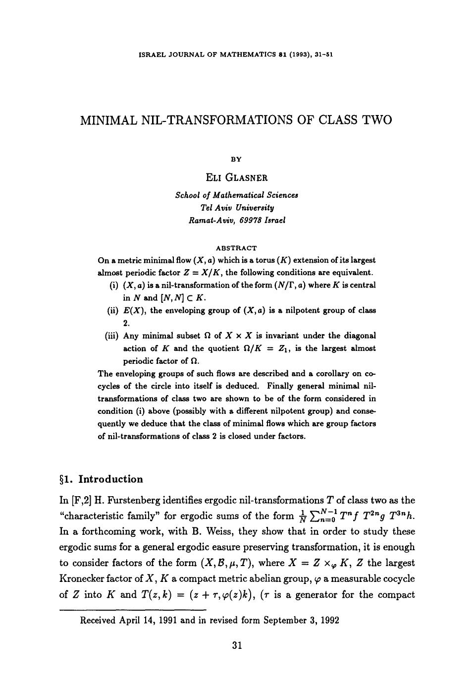 Minimal nil-transformations of class two by Unknown