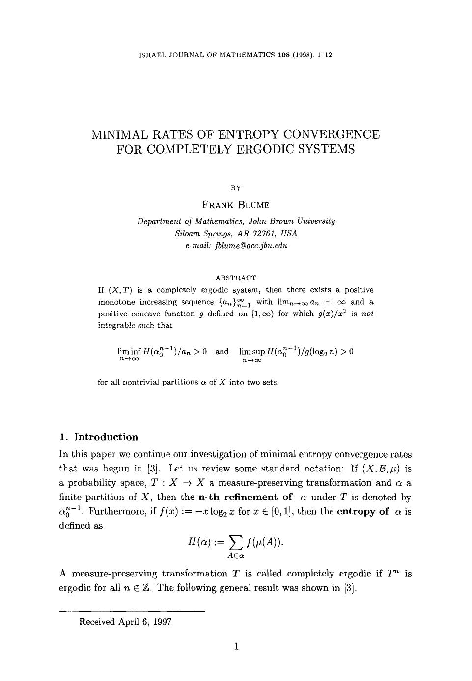 Minimal rates of entropy convergence for completely ergodic systems by Unknown