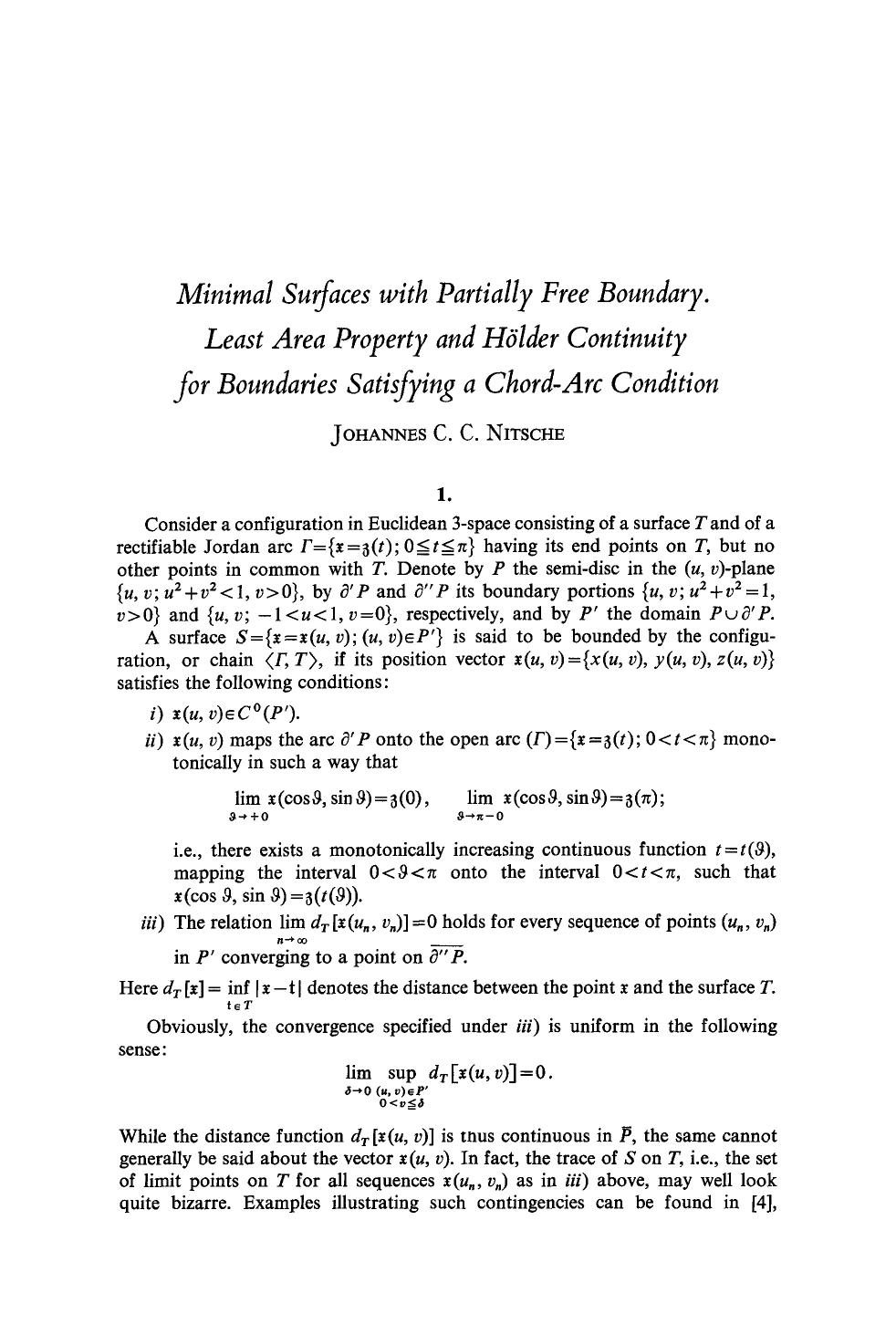 Minimal surfaces with partially free boundary. Least area property and Hölder continuity for boundaries satisfying a chord-arc condition by Unknown