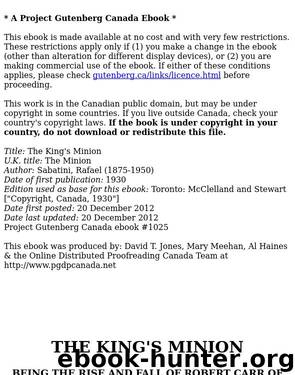 Minion by Rafael Sabatini