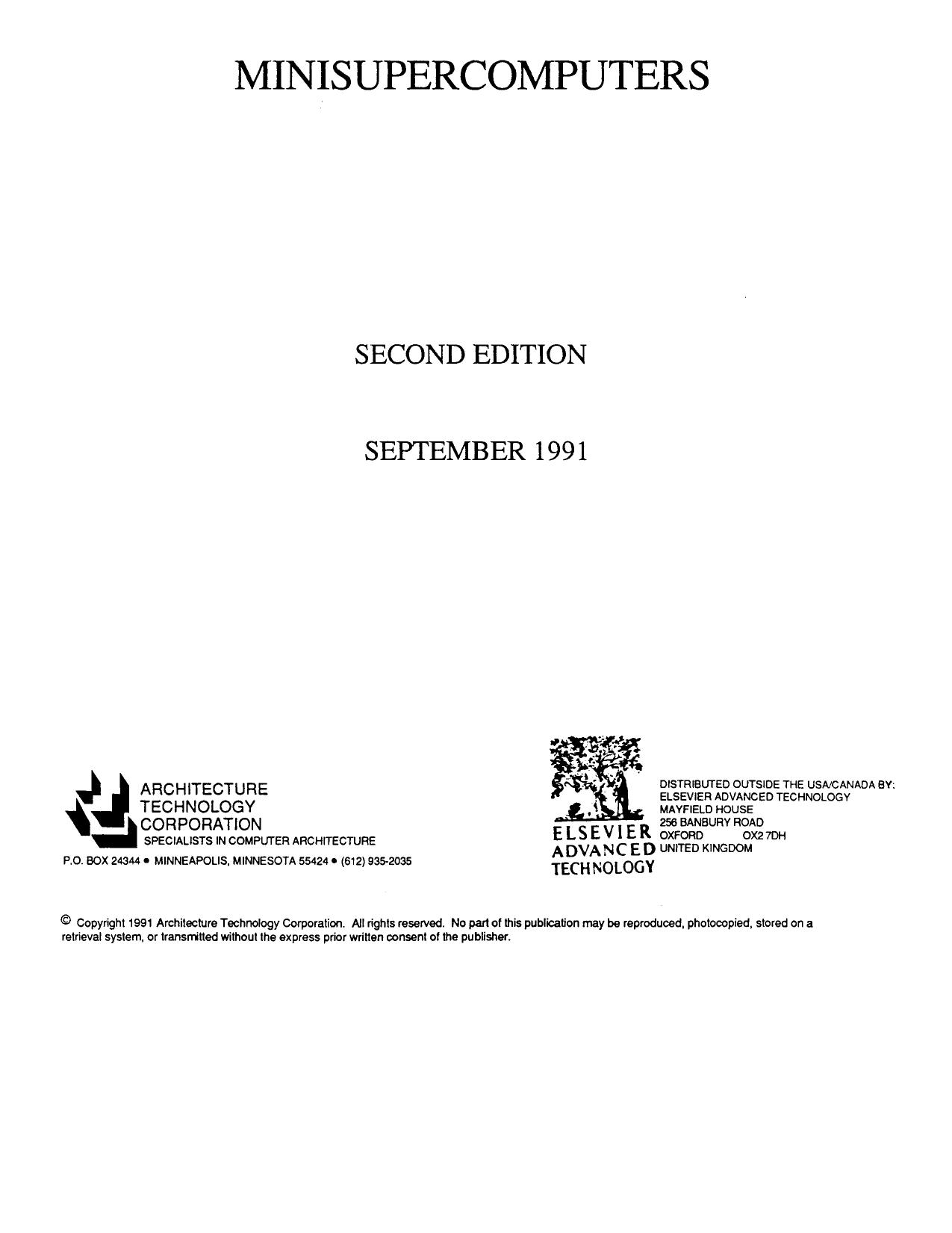 Minisupercomputers by Architecture Technology Corpor (Auth.)