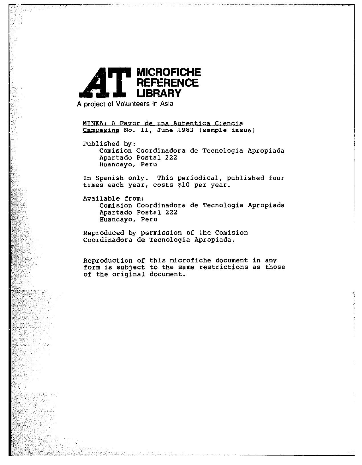 Minka--periodical of rural science--Spanish by Unknown