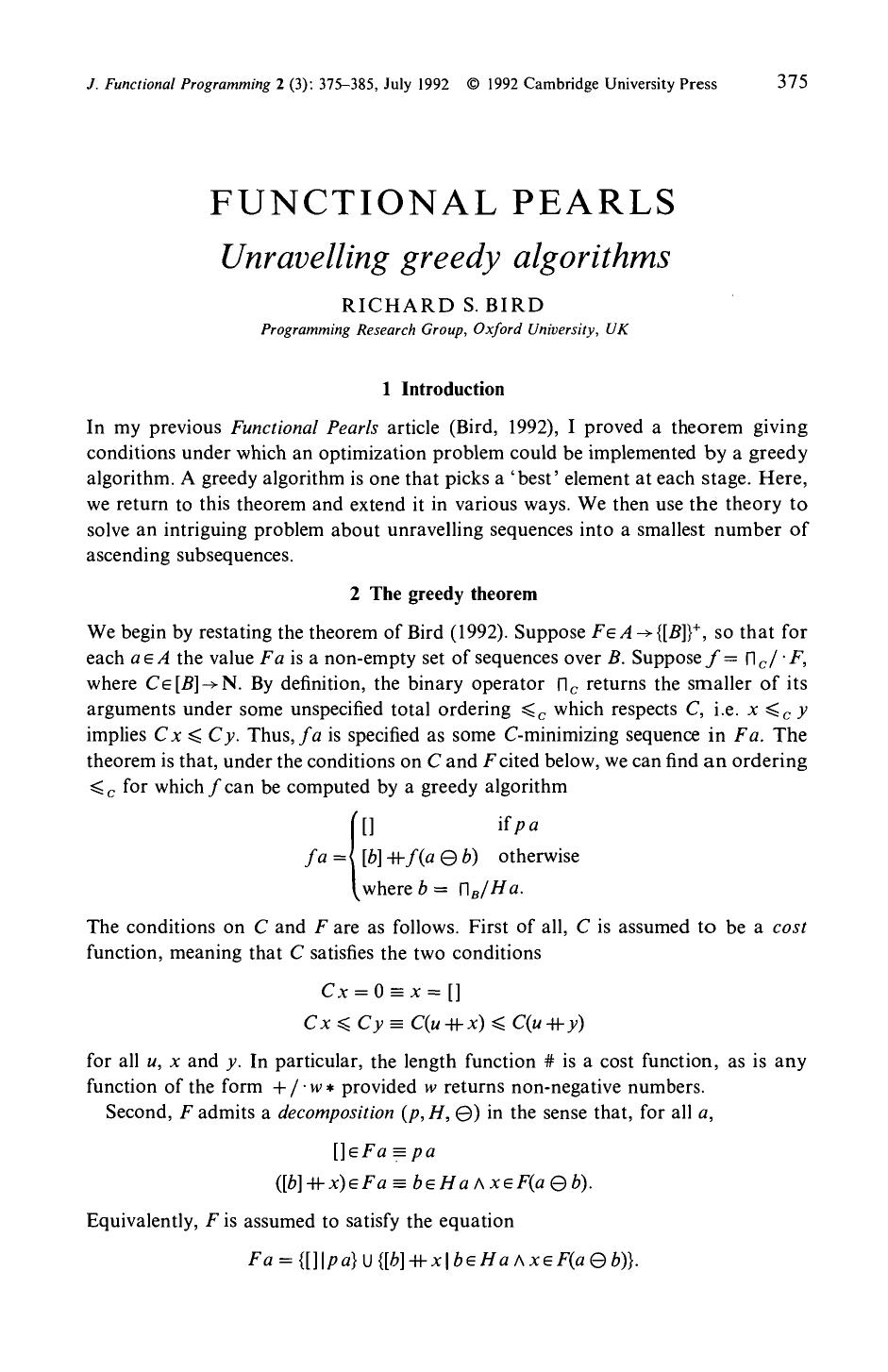 Misc Functional Pearls A Collection Of Advanced Articles1992 2015 Journal Of Functional Programming by Unknown