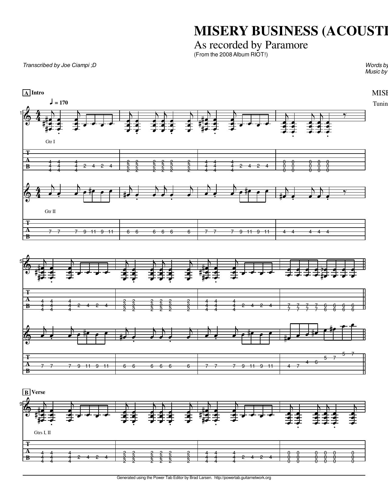 Misery Business Acoustic.ptb by George