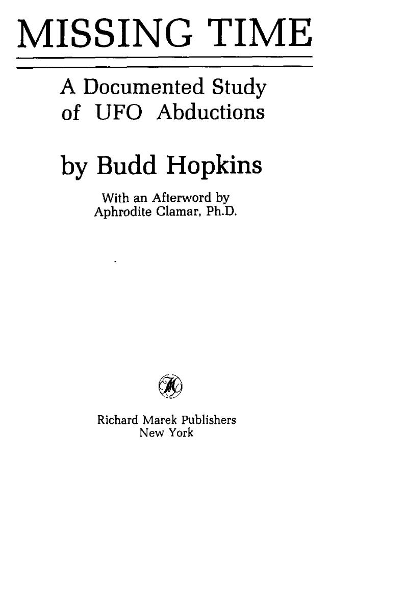Missing Time by Budd Hopkins