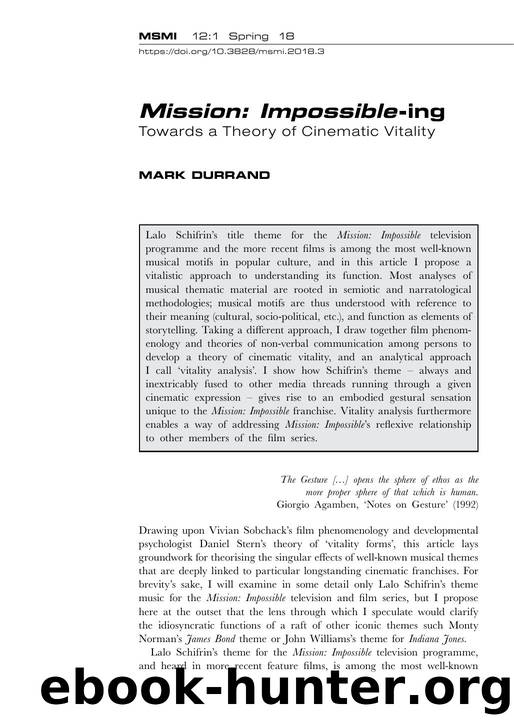 Mission Impossible-ing Towards a Theory of Cinematic Vitality by Mark Durrand by Unknown
