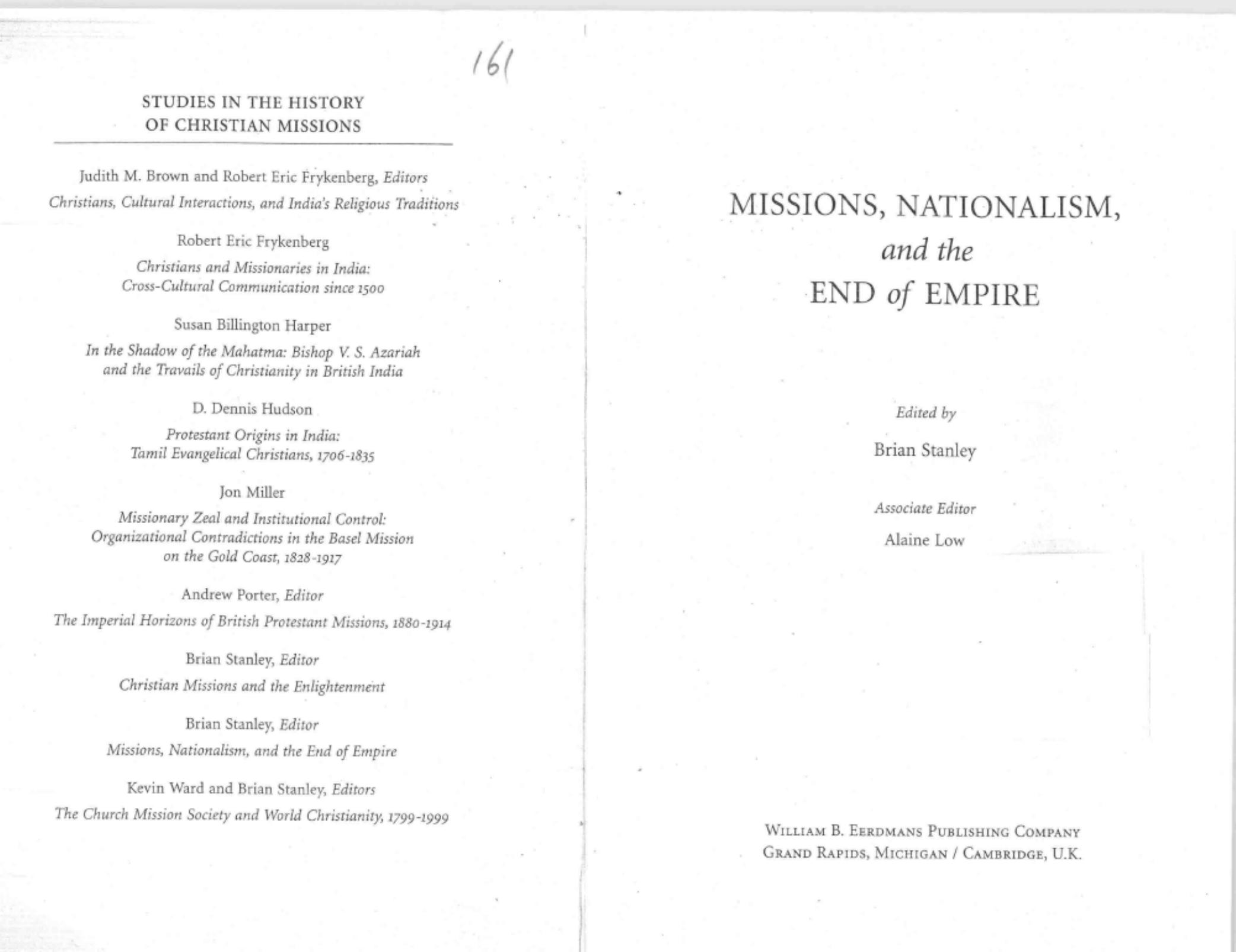 Missions, Nationalism, and the End of Empire by Brian Stanley; Alaine Low