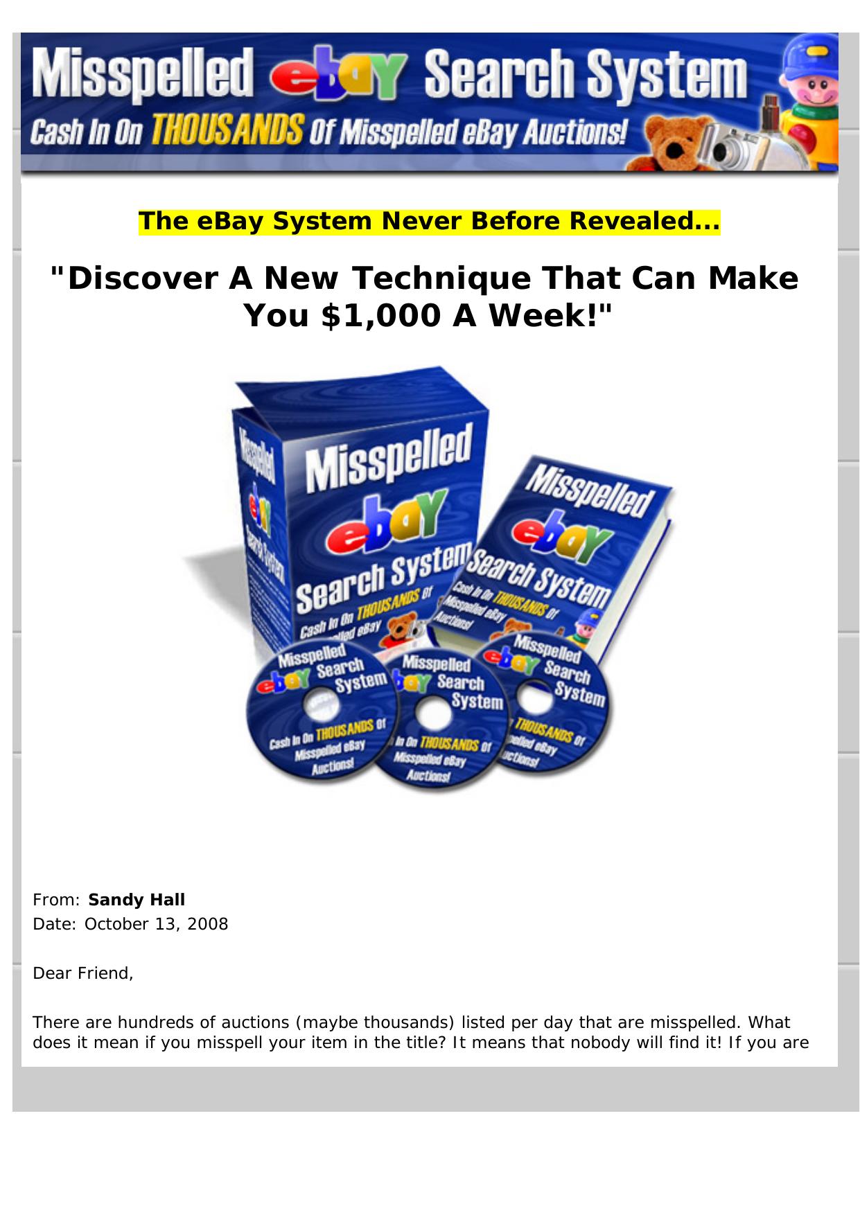 Misspelled EBay(R) Search System. by Best of Kuszter's Collection