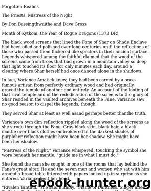 Mistress of the Night by Bassingthwaite Don & Gross Dave