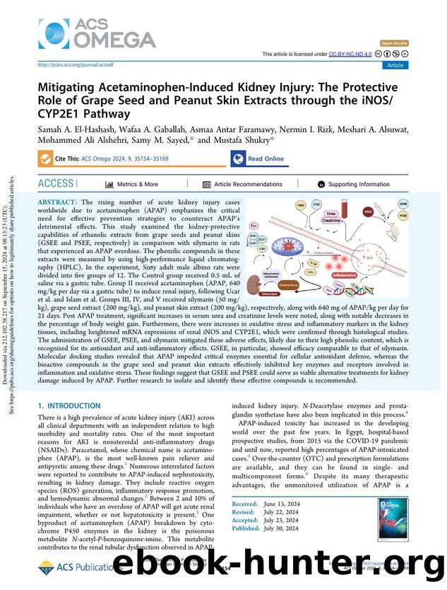 Mitigating Acetaminophen-Induced Kidney Injury: The Protective Role of Grape Seed and Peanut Skin Extracts through the iNOSCYP2E1 Pathway by unknow