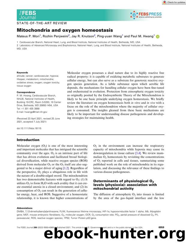 Mitochondria and oxygen homeostasis by Unknown