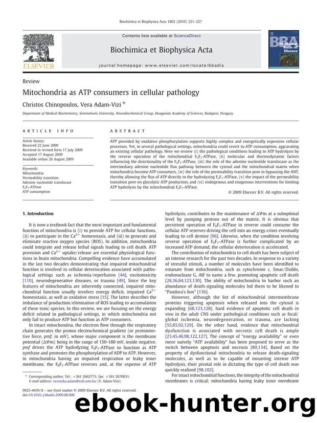 Mitochondria as ATP consumers in cellular pathology by Christos Chinopoulos; Vera Adam-Vizi