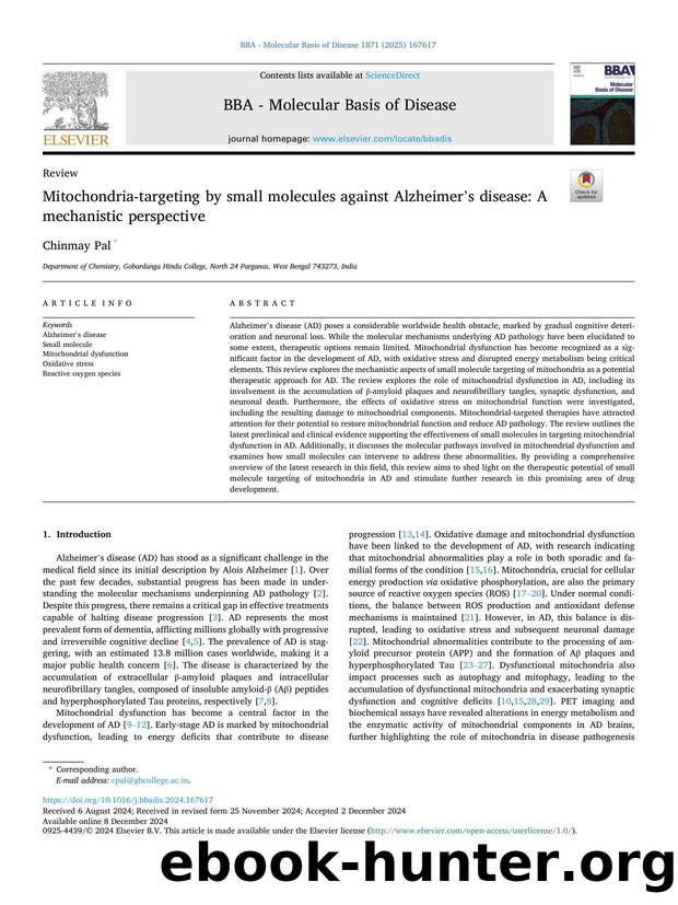 Mitochondria-targeting by small molecules against Alzheimer's disease: A mechanistic perspective by Chinmay Pal