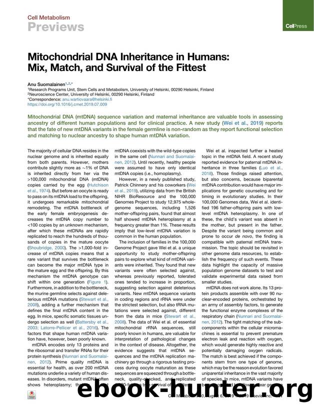 Mitochondrial DNA Inheritance in Humans: Mix, Match, and Survival of the Fittest by Anu Suomalainen
