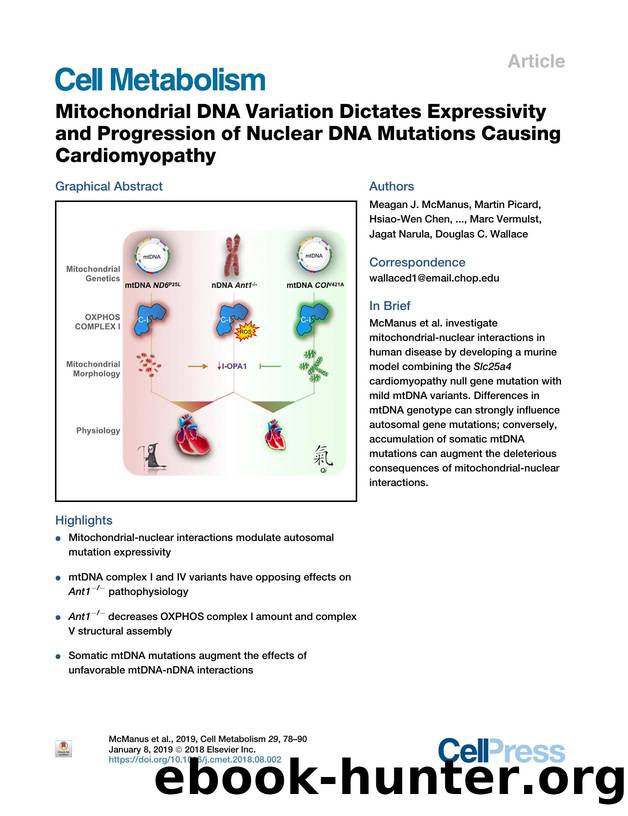 Mitochondrial DNA Variation Dictates Expressivity and Progression of Nuclear DNA Mutations Causing Cardiomyopathy by unknow