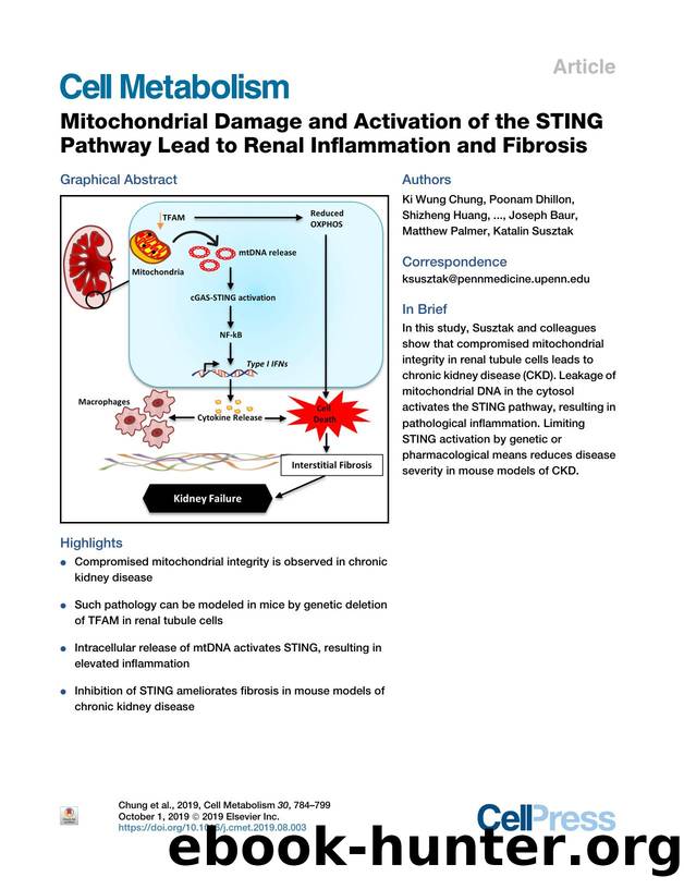 Mitochondrial Damage and Activation of the STING Pathway Lead to Renal Inflammation and Fibrosis by unknow