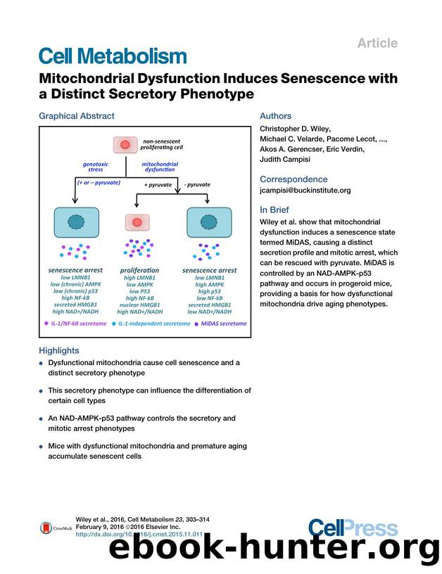 Mitochondrial Dysfunction Induces Senescence with a Distinct Secretory Phenotype by unknow