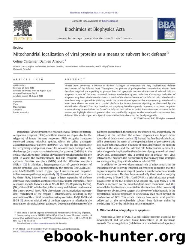 Mitochondrial localization of viral proteins as a means to subvert host defense by Céline Castanier