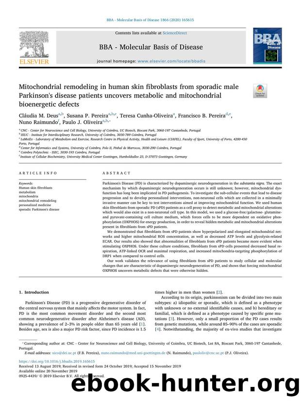 Mitochondrial remodeling in human skin fibroblasts from sporadic male Parkinson's disease patients uncovers metabolic and mitochondrial bioenergetic defects by unknow