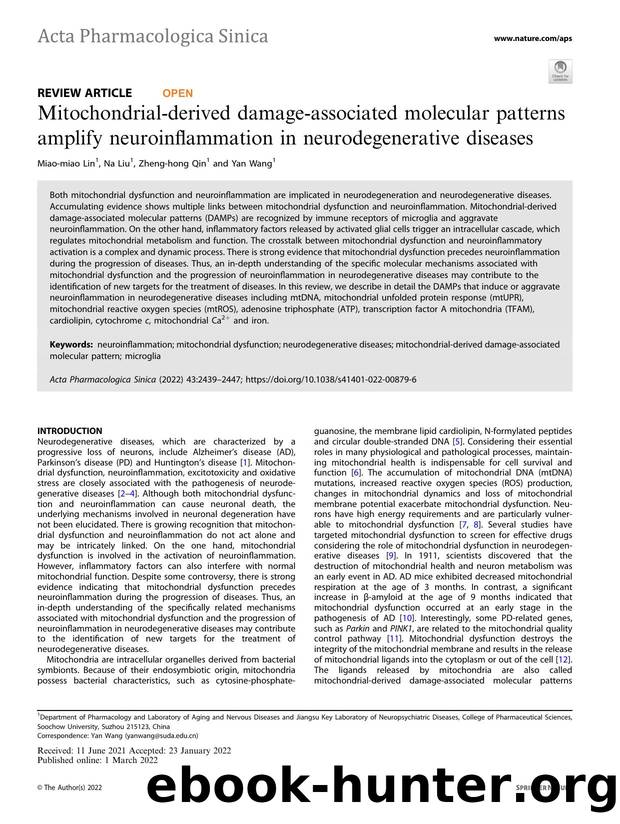 Mitochondrial-derived damage-associated molecular patterns amplify neuroinflammation in neurodegenerative diseases by Miao-miao Lin & Na Liu & Zheng-hong Qin & Yan Wang