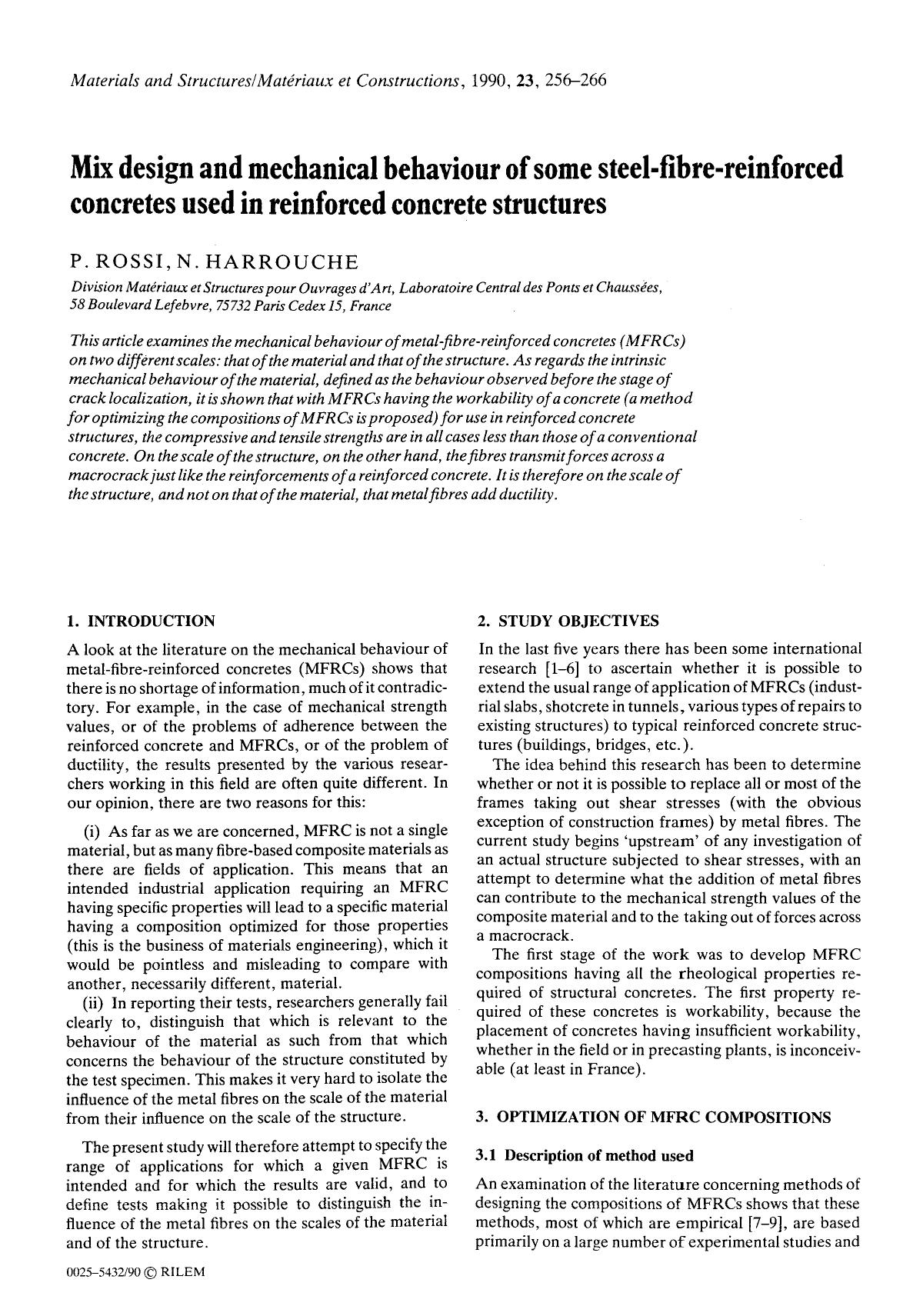 Mix design and mechanical behaviour of some steel-fibre-reinforced concretes used in reinforced concrete structures by Unknown
