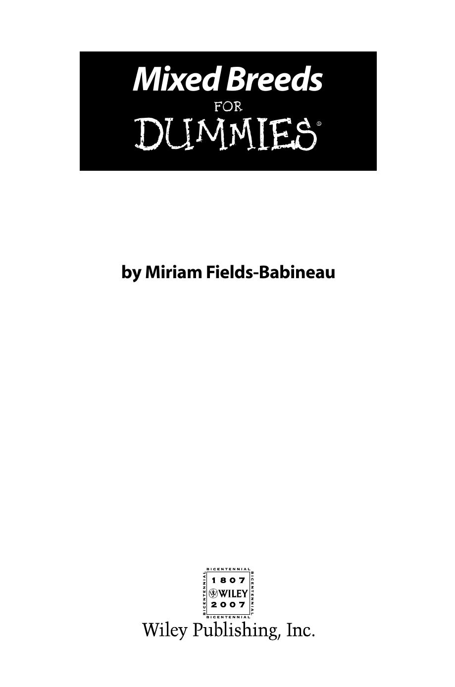 Mixed Breeds for Dummies by Miriam Fields-Babineau