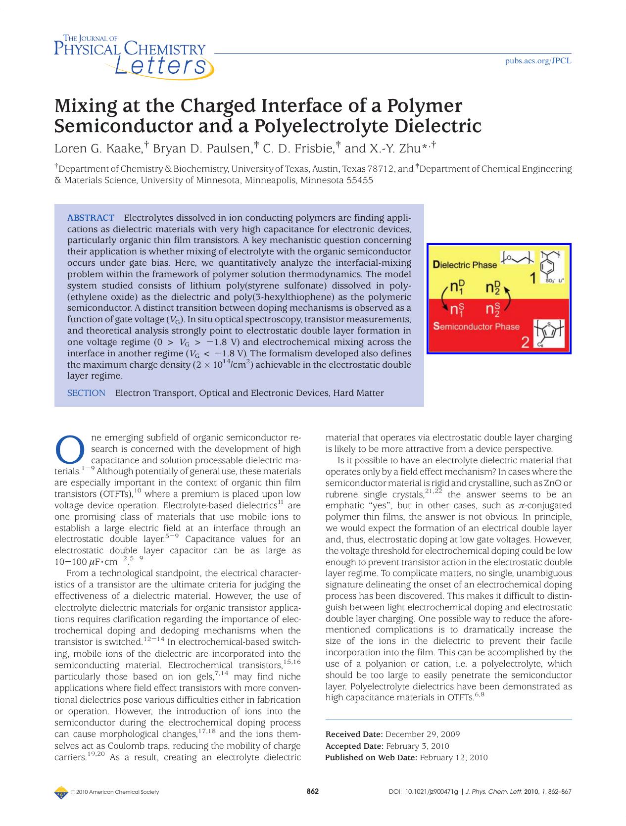 Mixing at the Charged Interface of a Polymer Semiconductor and a Polyelectrolyte Dielectric by Unknown