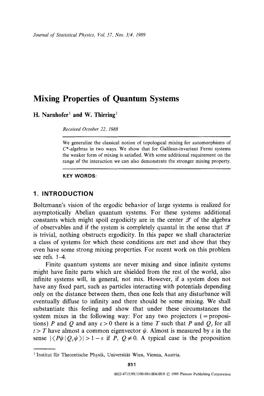 Mixing properties of quantum systems by Unknown