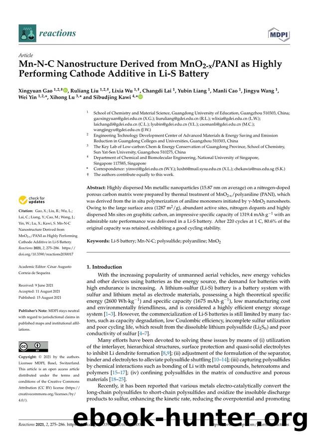 Mn-N-C Nanostructure Derived from MnO2-xPANI as Highly Performing Cathode Additive in Li-S Battery by unknow