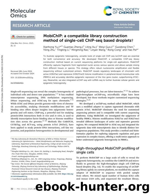MobiChIP: a compatible library construction method of single-cell ChIP-seq based droplets by unknow