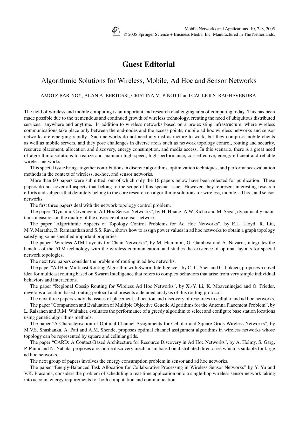 Mobile Networks and Applications by Unknown