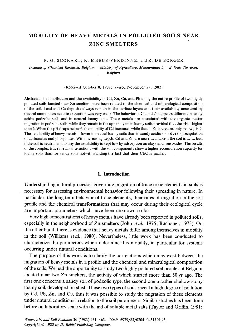 Mobility of heavy metals in polluted soils near zinc smelters by Unknown