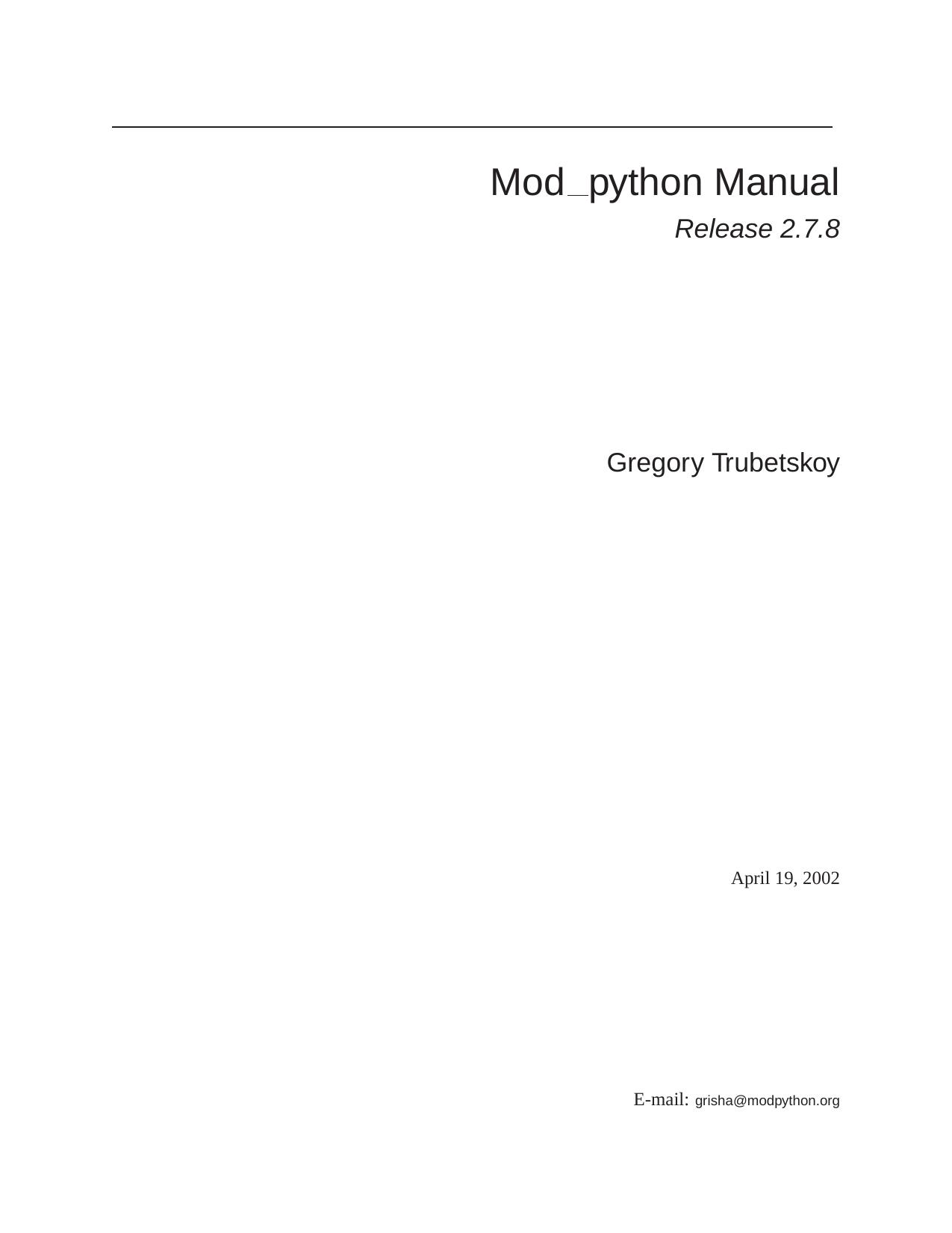 Mod python manual by Trubetskoy G