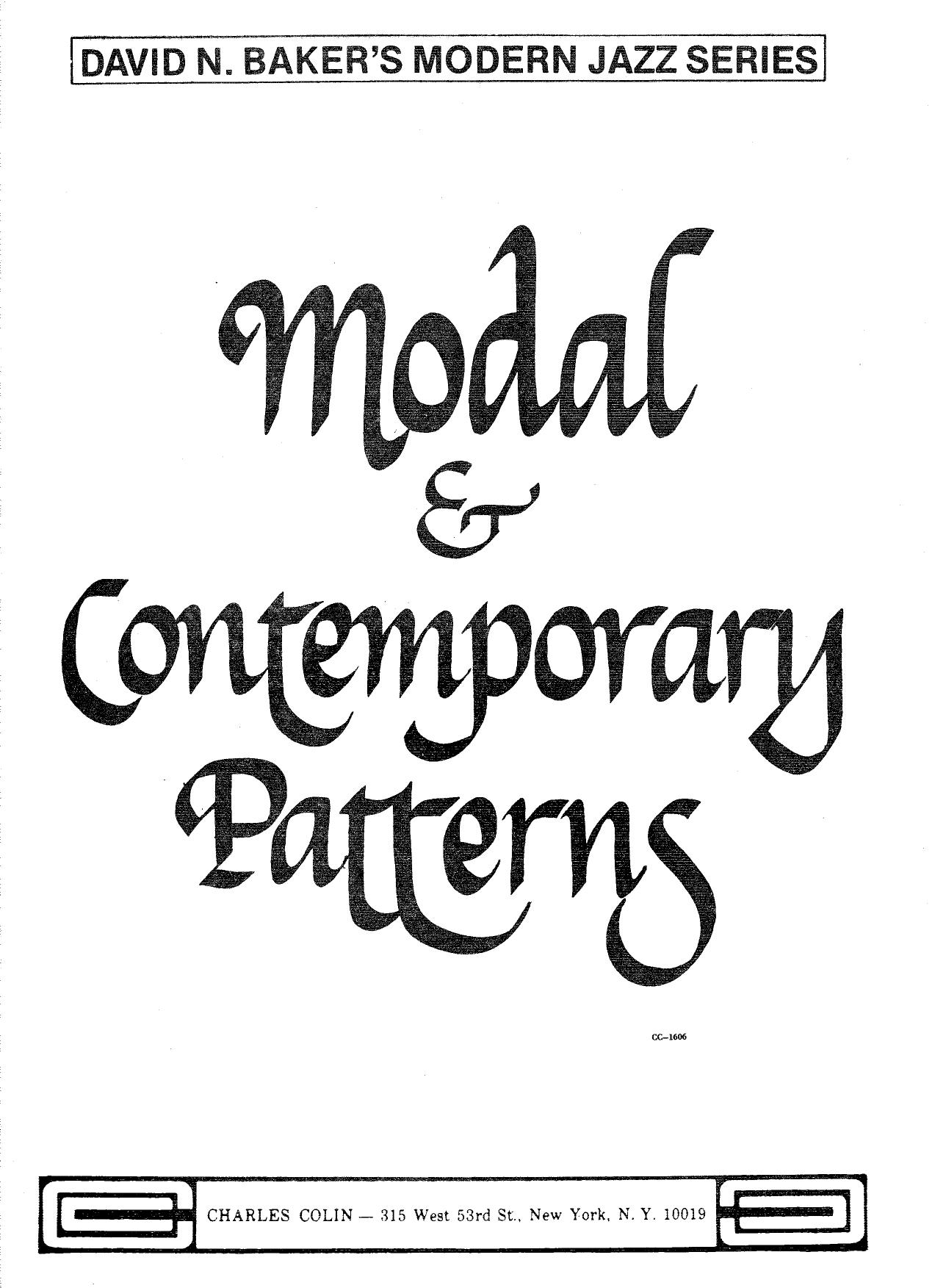 Modal & Contemporary Patterns. by Baker David