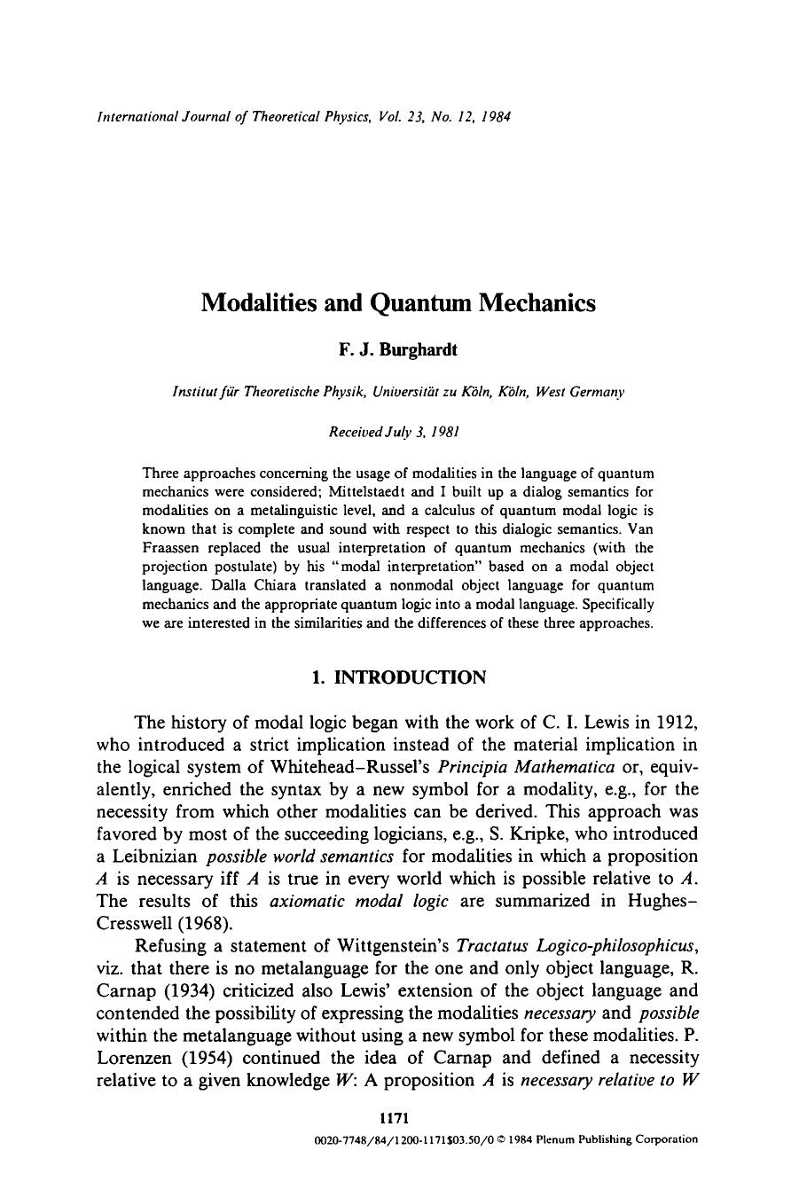 Modalities and quantum mechanics by Unknown