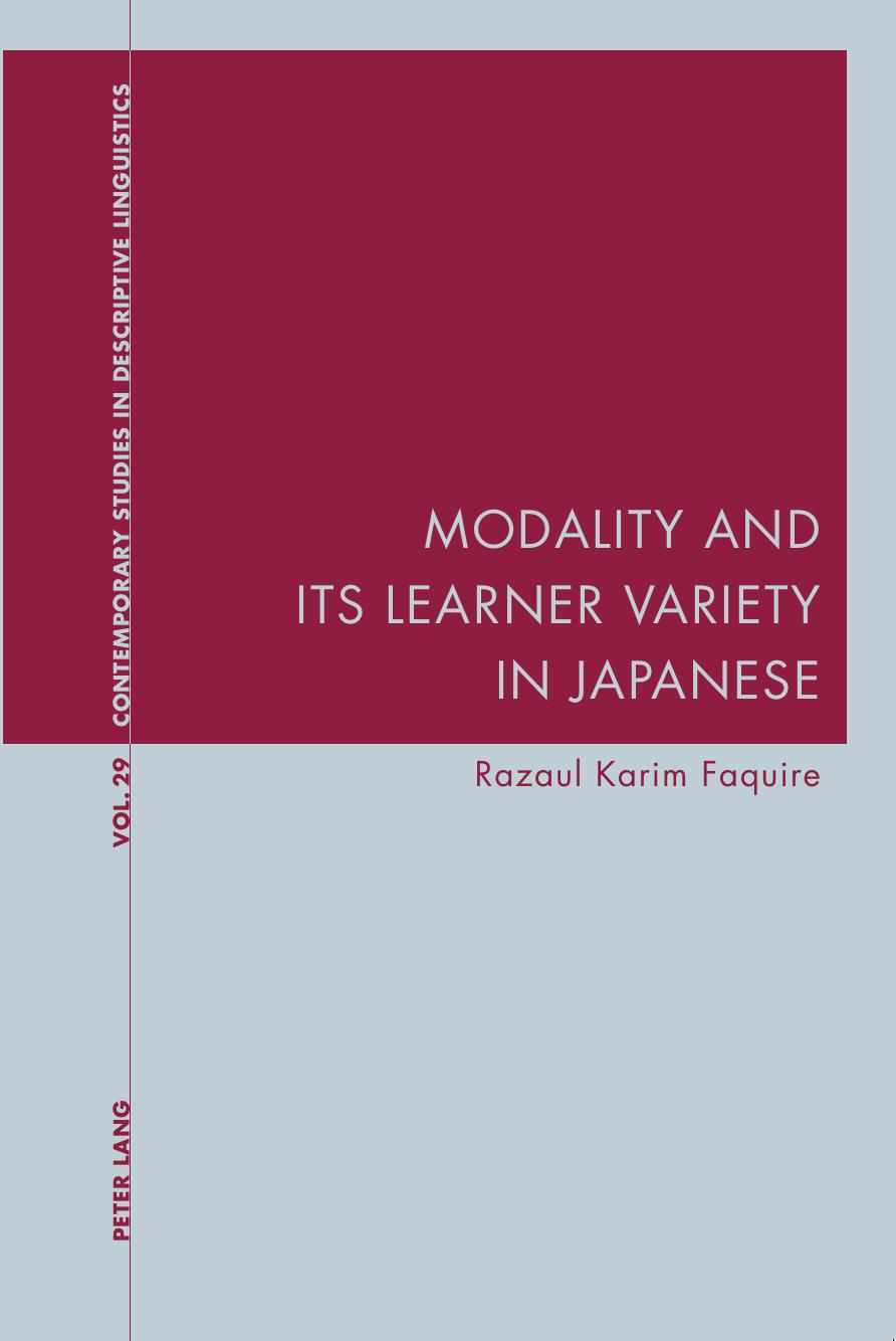 Modality and Its Learner Variety in Japanese by Razaul Faquire