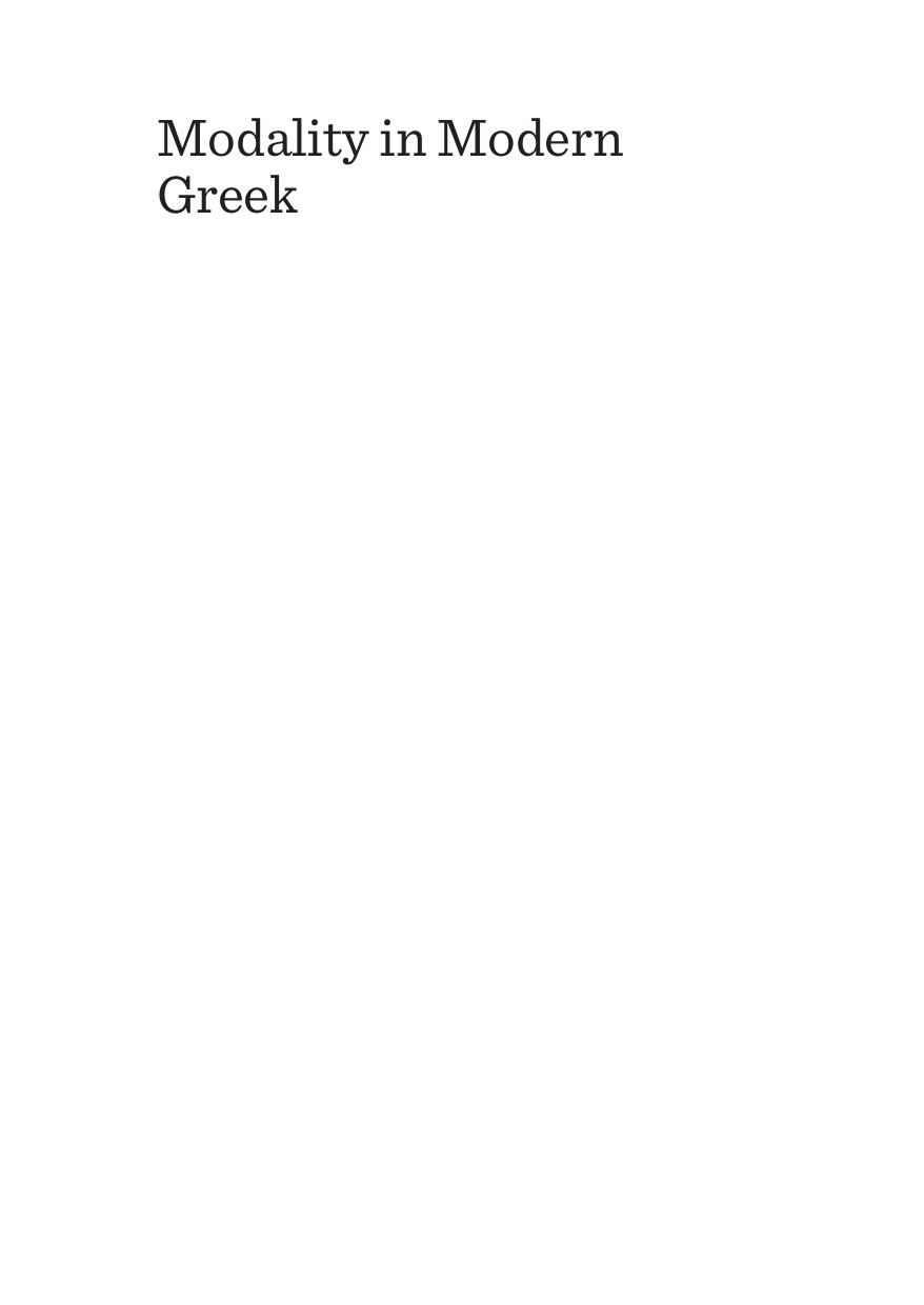 Modality in Modern Greek by Eleni Staraki